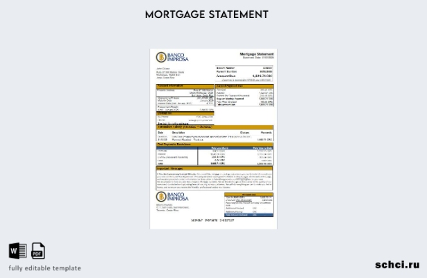 скачать цифровую версию шаблона выписки по ипотеке банка Costa Rica Banco Impros